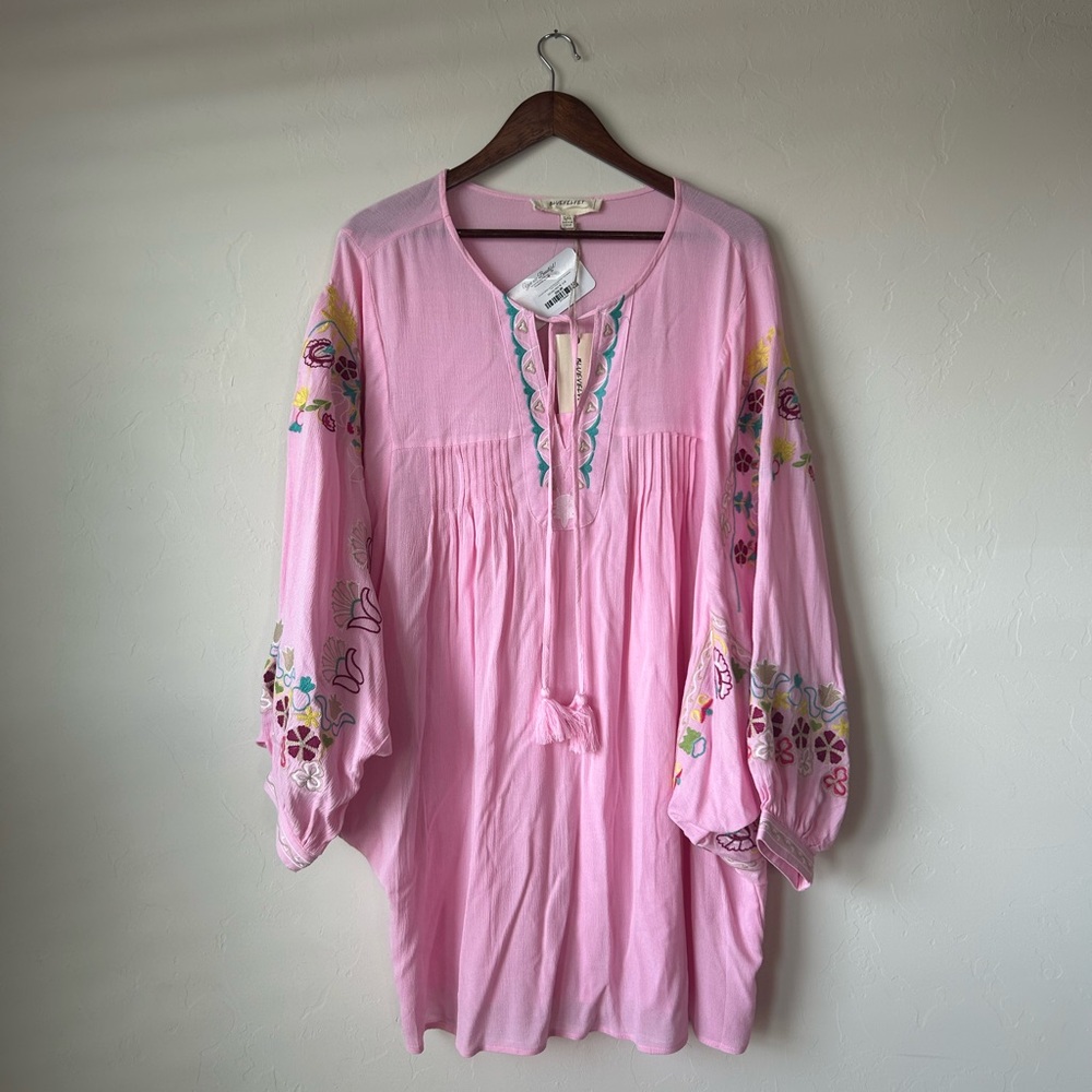 Bluevelvet Pink Embroidered Mini Dress